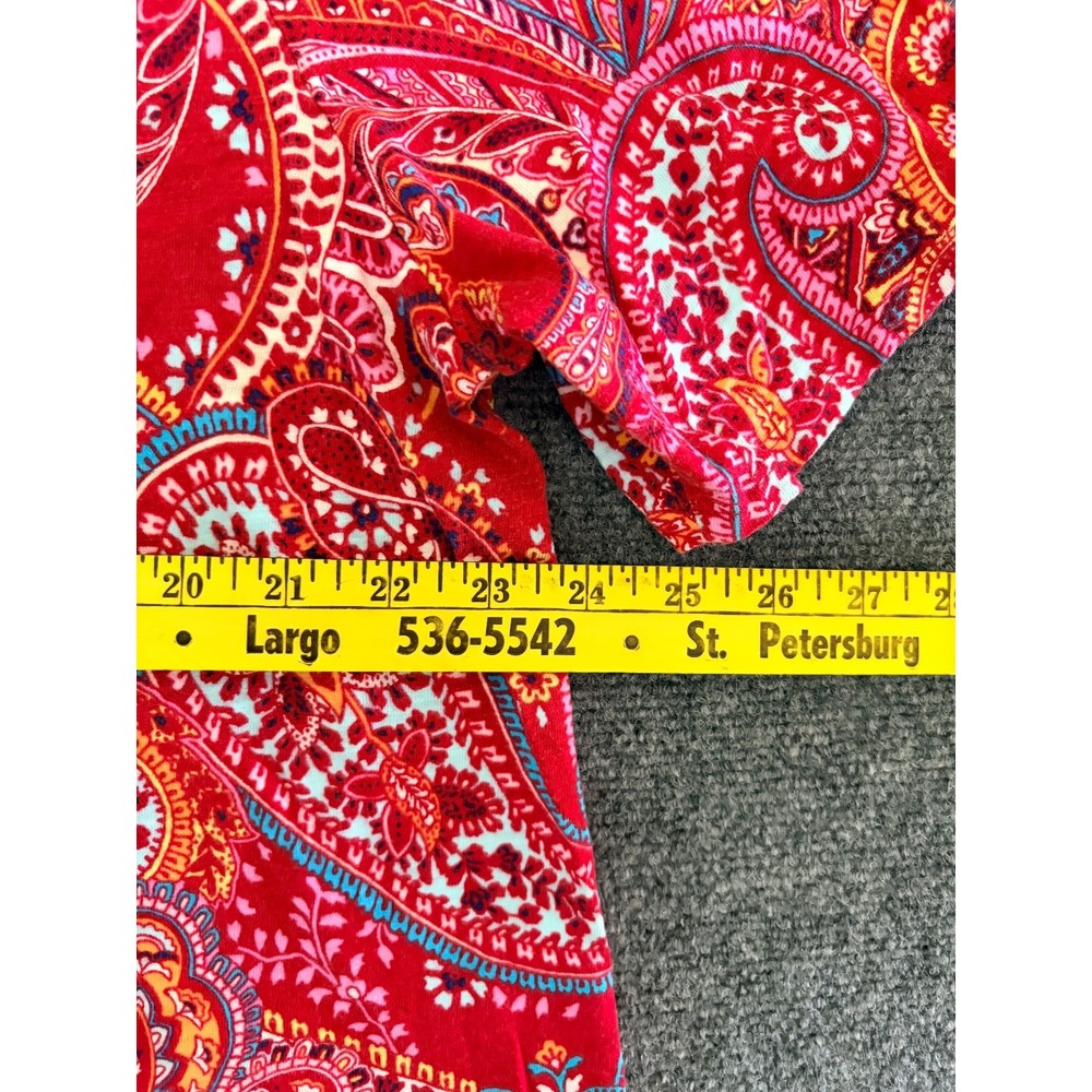 Chico's Tshirt Cotton Blend Red Paisley Crew Neck Cotton Modal Size 4(US 20-XXL) - Picture 5 of 7